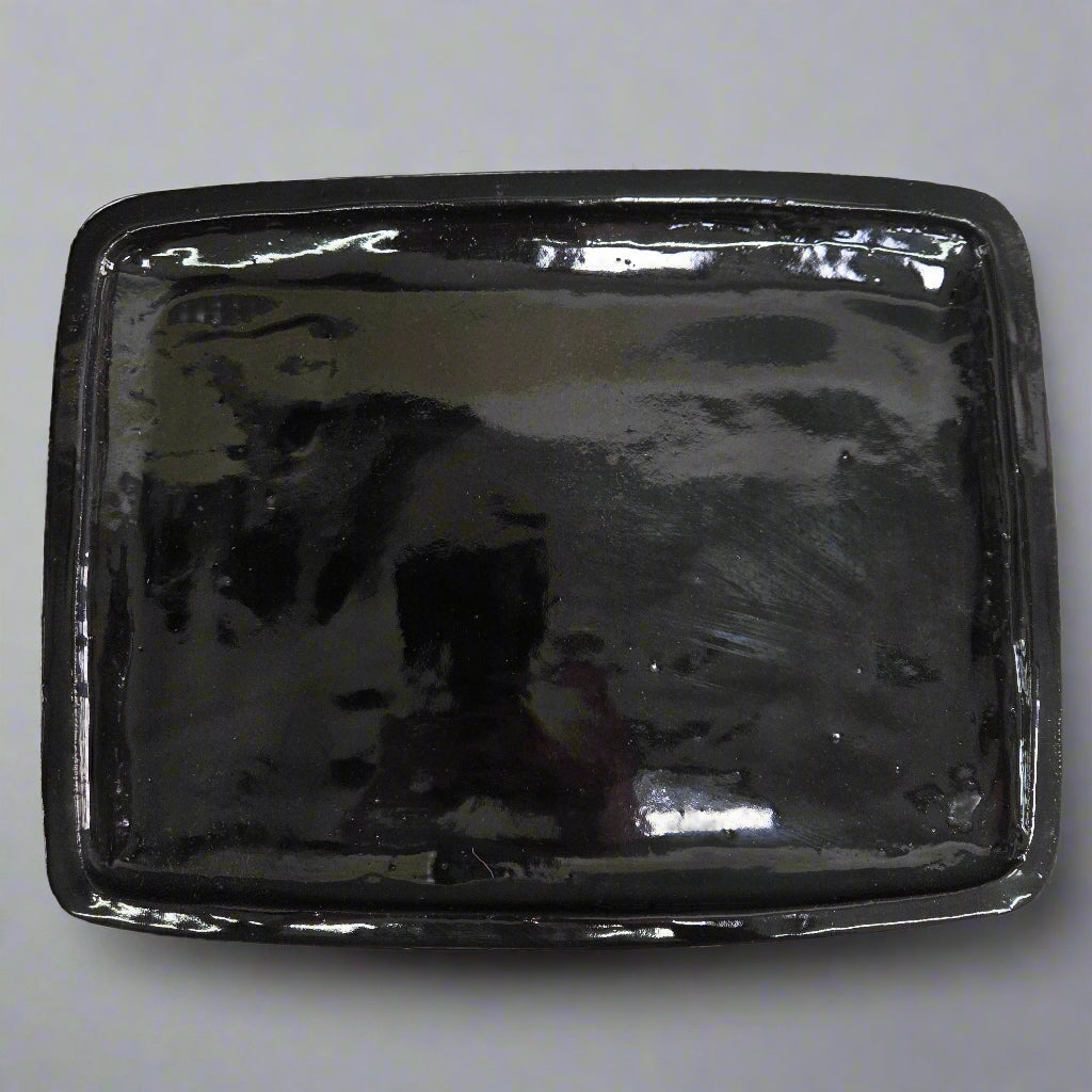 36cm Glazed Bonsai Pot Drip Tray | Rectangle | Black
