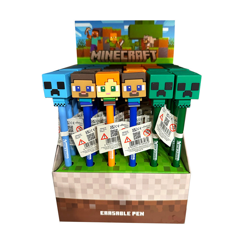 Minecraft Chibi Erasable Pen with Silicone Topper