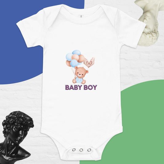 Adorable “Baby Boy” One-Piece Bodysuit – Soft 100% Cotton, Snap Legs & Envelope Neck – Perfect for Newborns to 24 Months