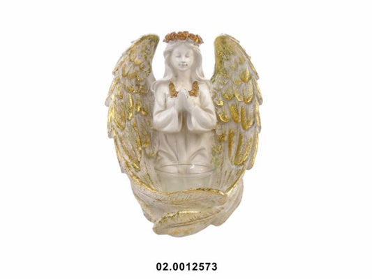 MARFINITE -ANJO C/LUZ COR BRANCO/OURO 18X18X20CM