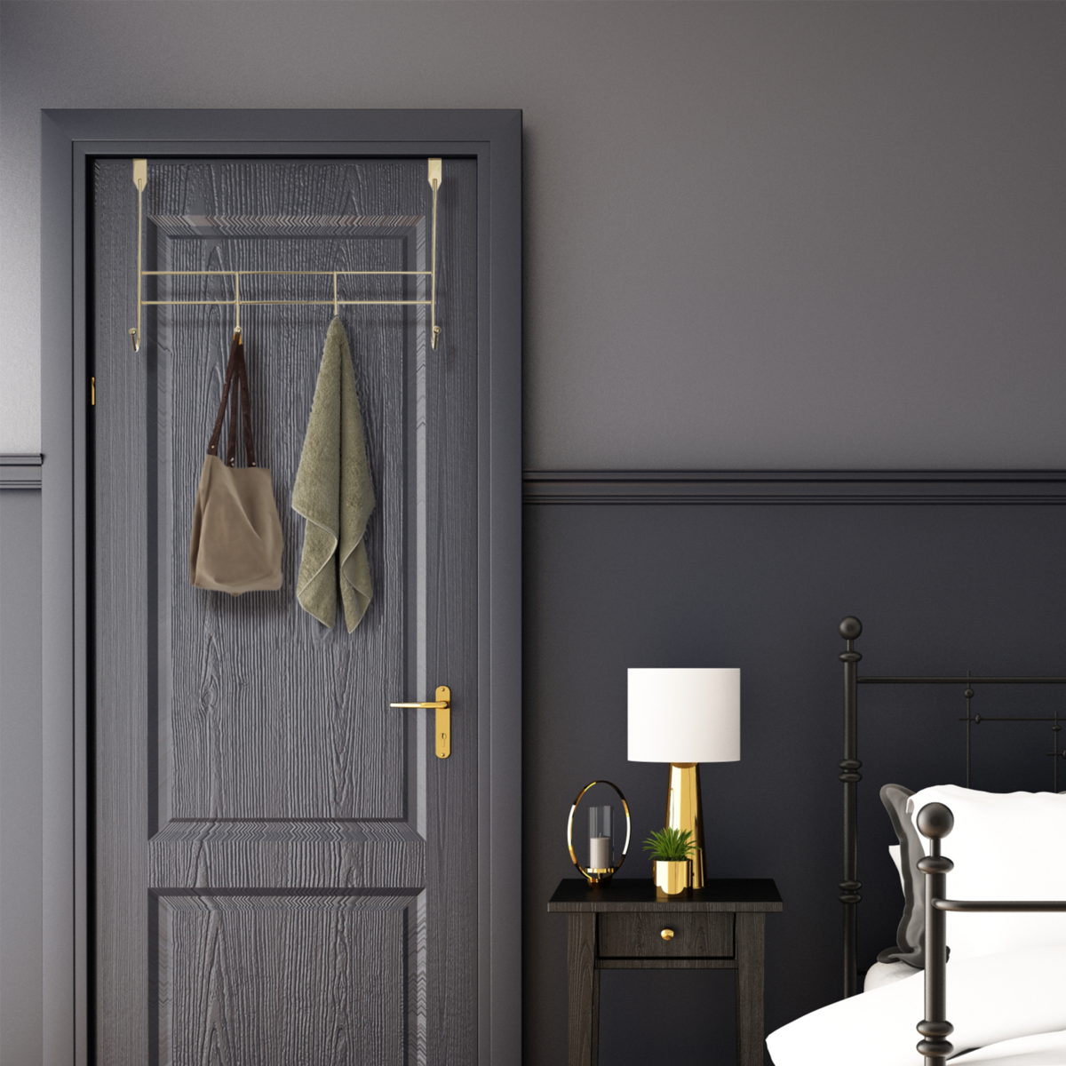 4 Hook Champagne Gold Over Door Hanger | Jaxen