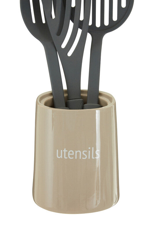 Beige Ceramic Utensils Holder | Fletcher