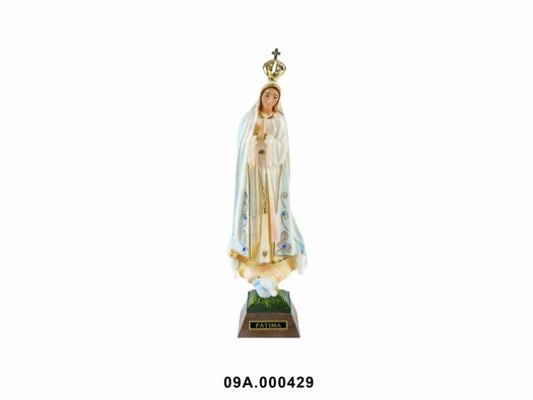 IMAGE OF OUR LADY FATIMA GLASS EYES EMBROIDERED GOLD 26CM