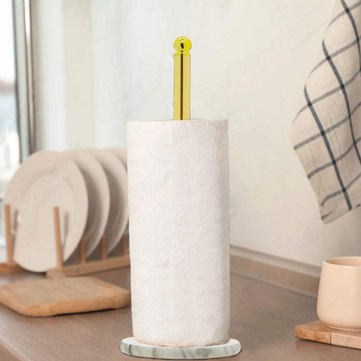 Gold Kitchen Roll Holder with Marble Base | Delphine