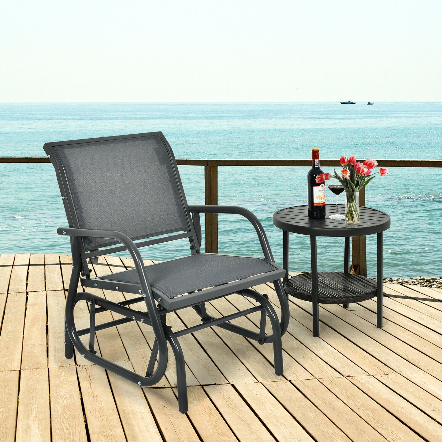 Glider Rocking Garden Chair-Black