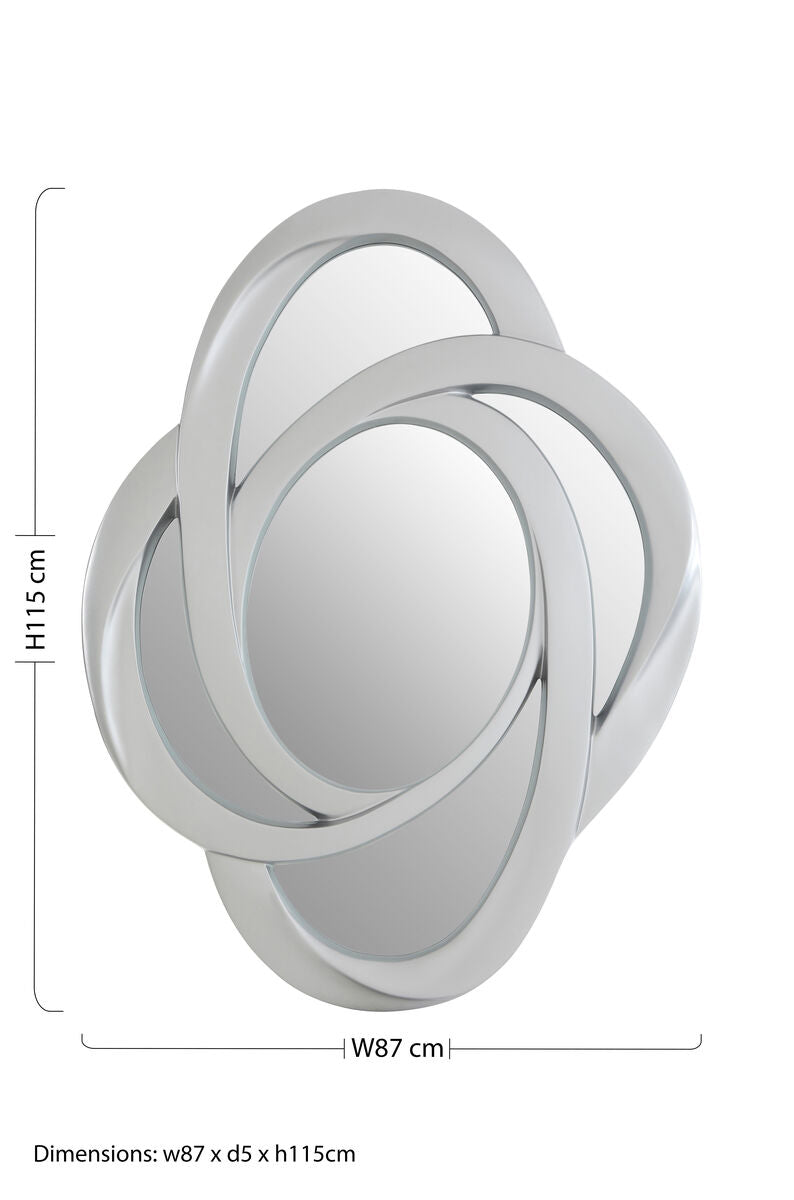 Silver Finish Elliptical Design Wall Mirror | Opus