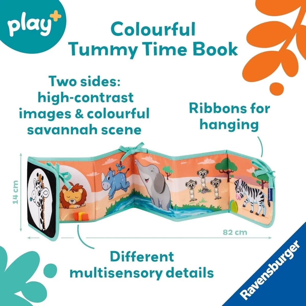 Play+ Tummy Time Wild Animals Book