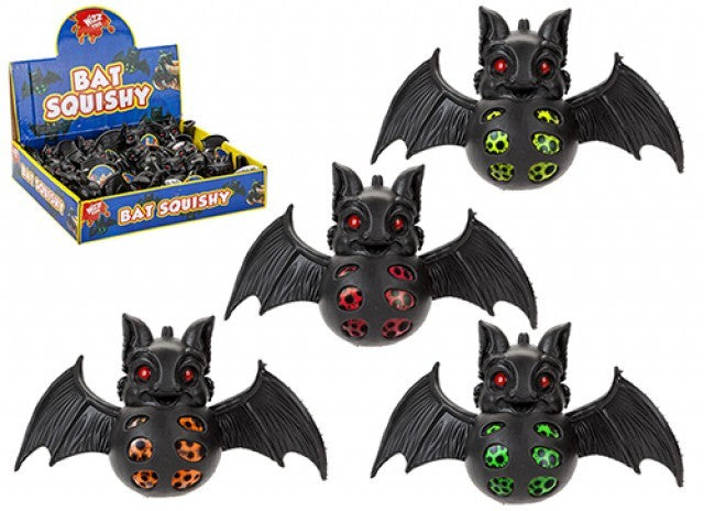 Black Bat Squishy with Neon Bead Toy