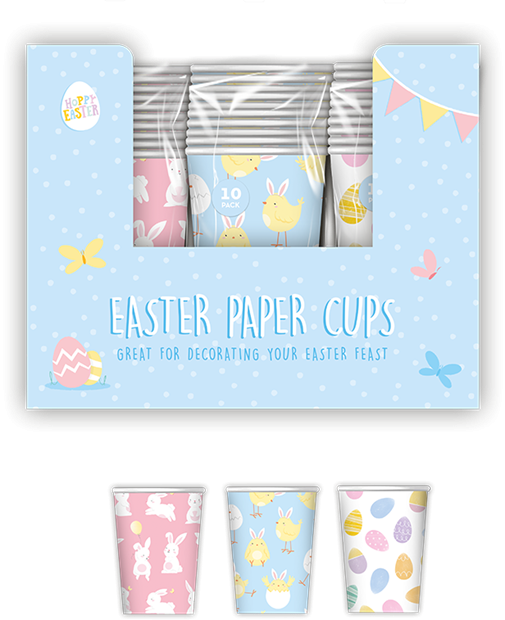 Pack of 10 Easter Printed Paper Cups (Assorted)