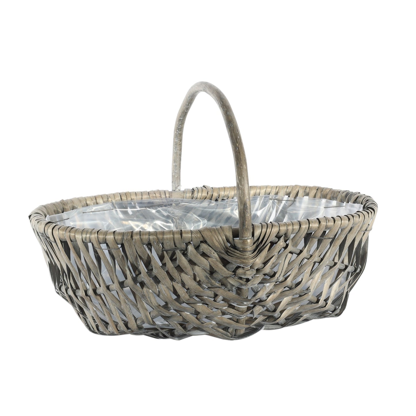 Grey Oval Split Willow Basket Handle and Liner (42cm)