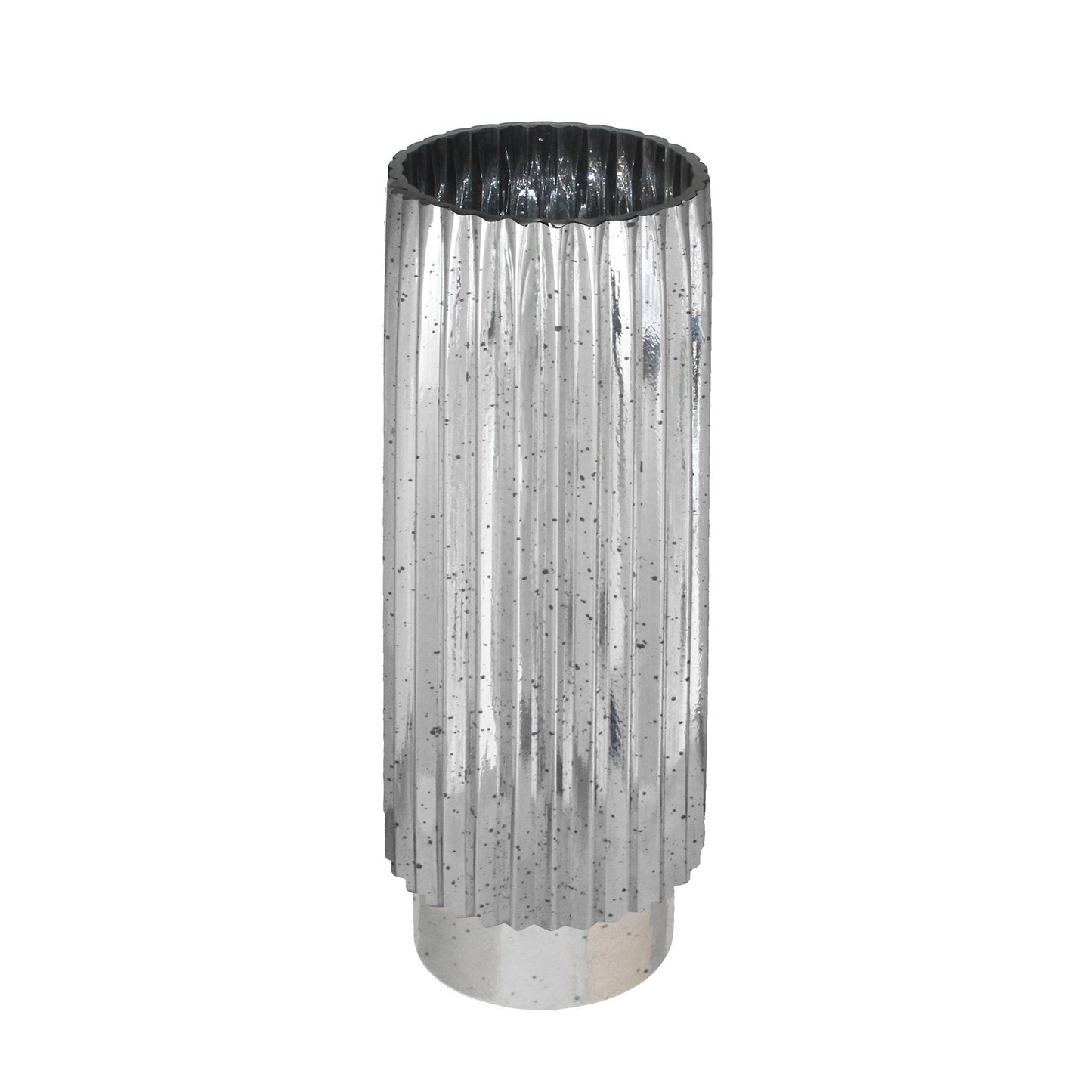 Silver Tonal Ribbed Cylinder VaseÂ (40cm)