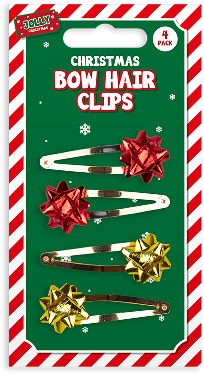 Gift Bow Novelty Hair Clips (4 Pack)
