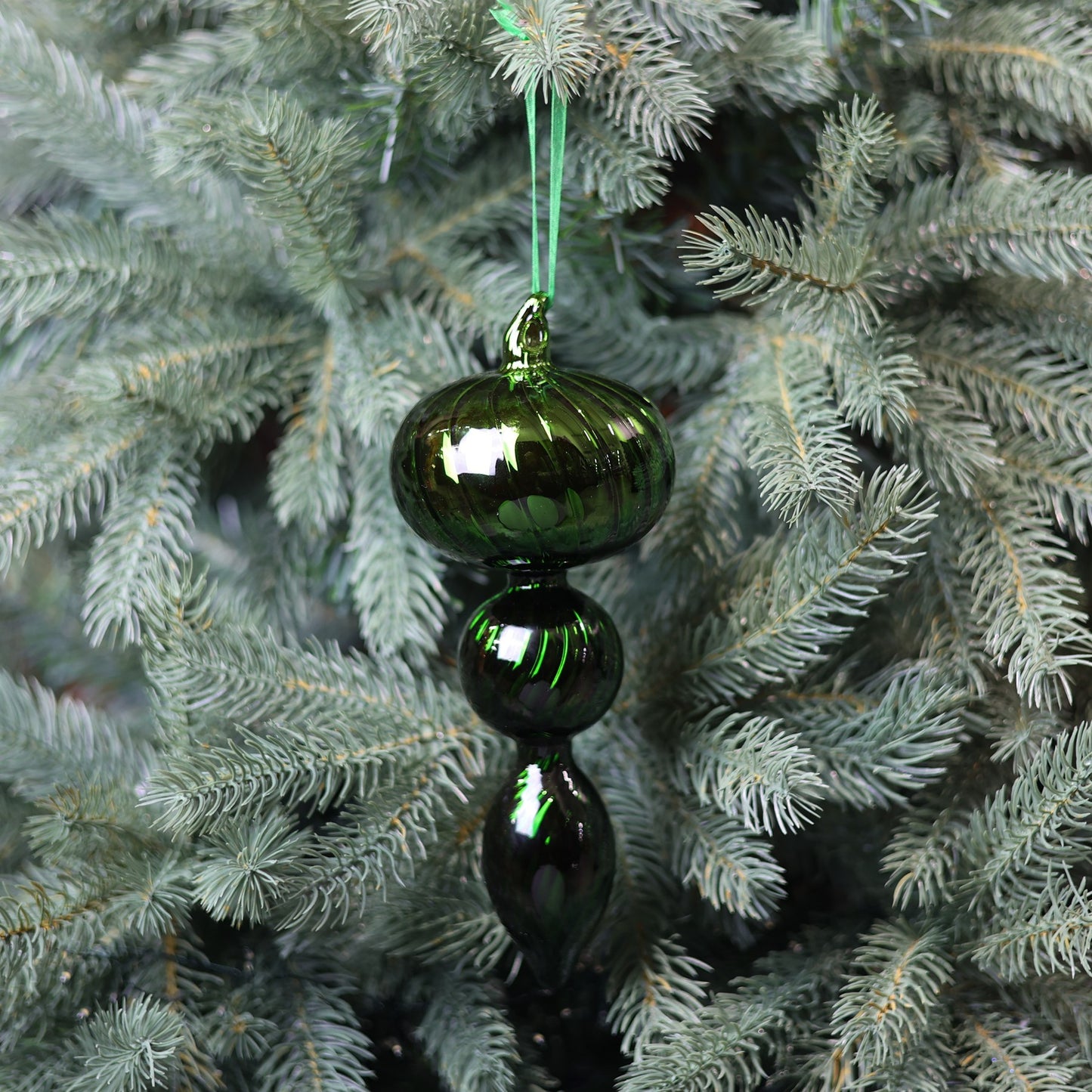 Green Glass Trio Finial (22cm)