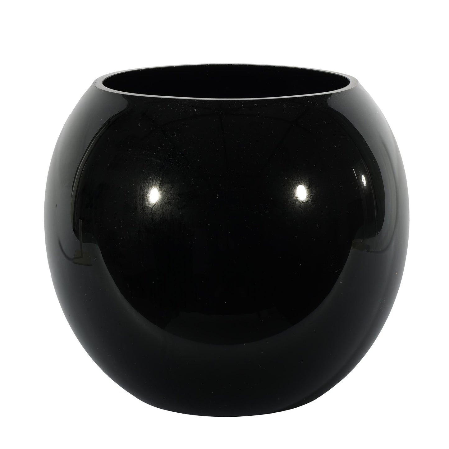 Black Gloss Bubble Ball Glass Vase (21cm)