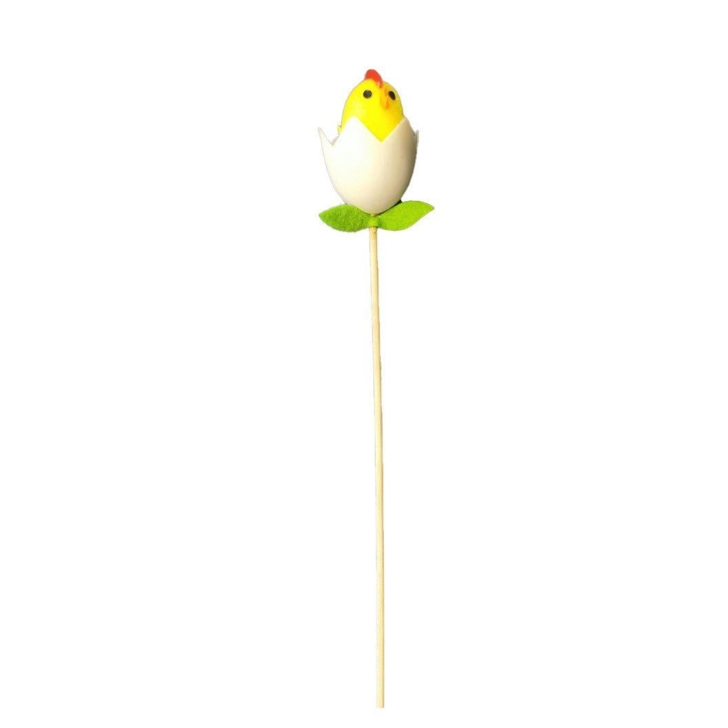 Chick &amp; Egg on Wooden Stick (Pack of 6)