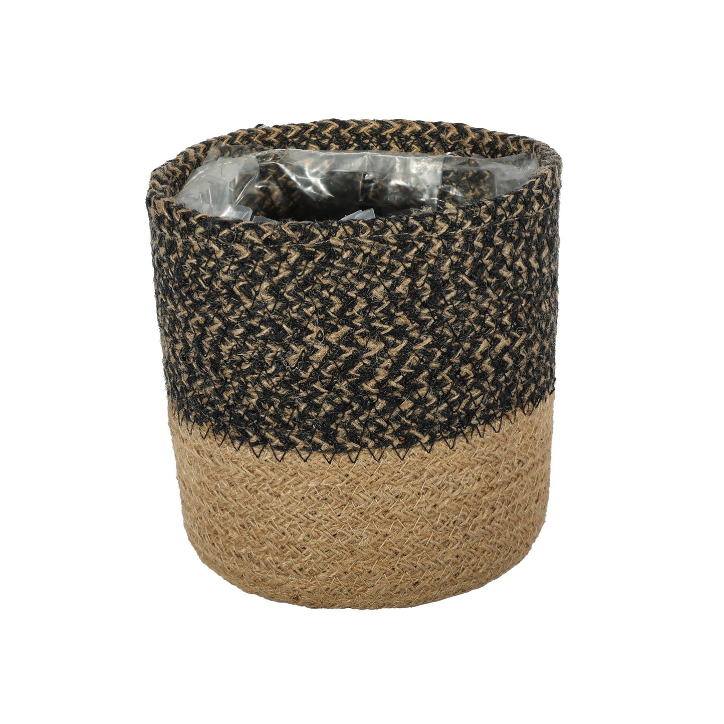 Black &amp; Natural Jute Basket (14 x 14cm)