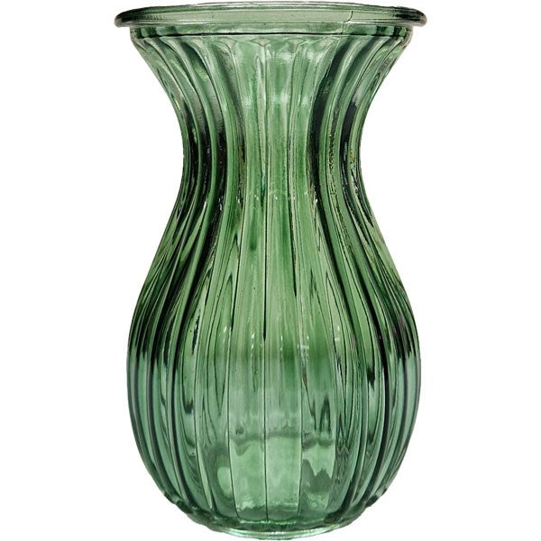 Green Harper Fluted &amp; FlaredÂ Glass Vase (14cm)