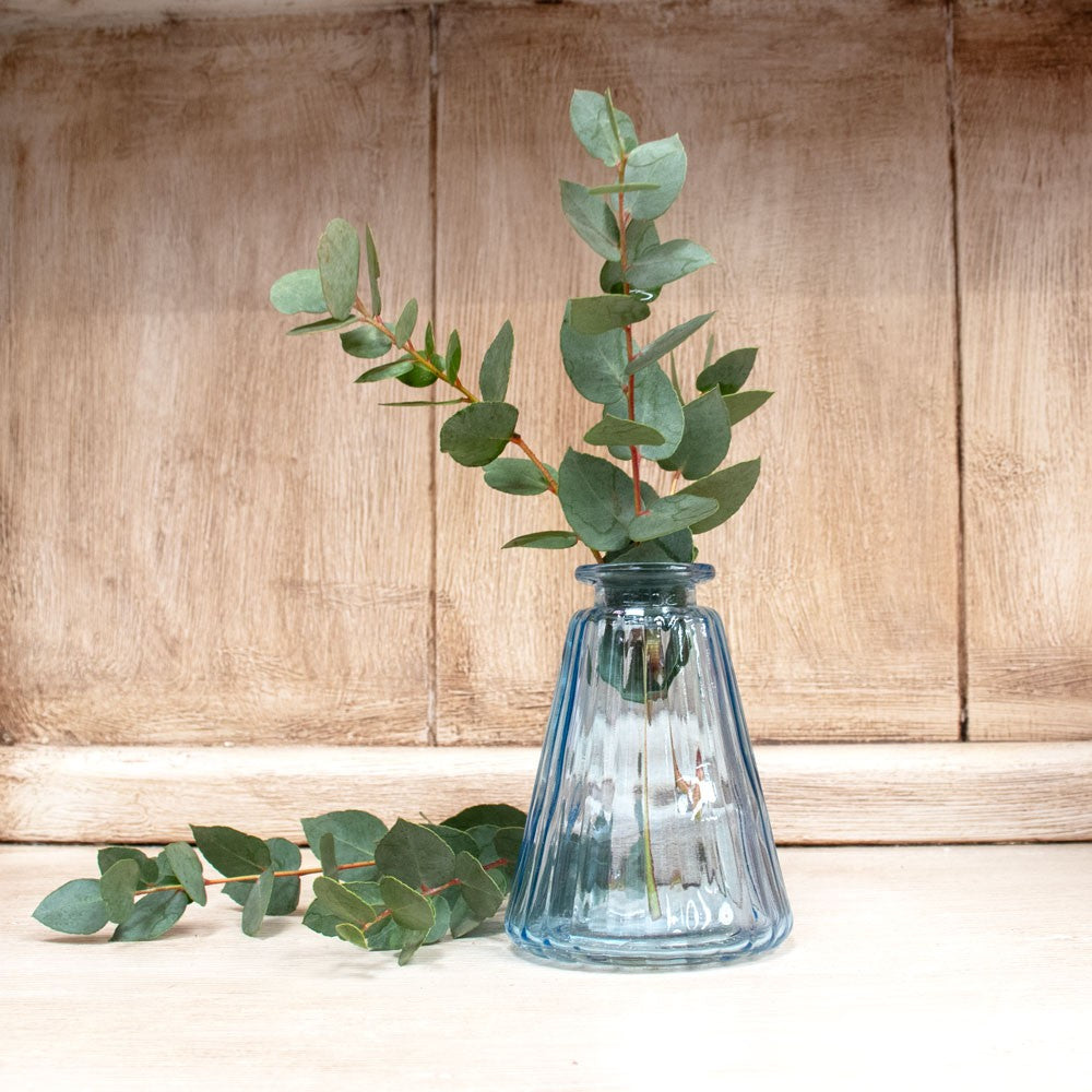 Blue Pyramid Glass Bottle Vase (10cm)