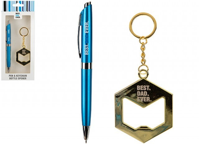 Silver Best Dad Ever Pen &amp; Keyring Set