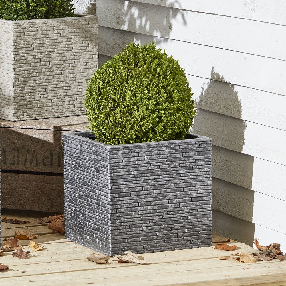 Pewter Square Slate Effect Planter (30cm)