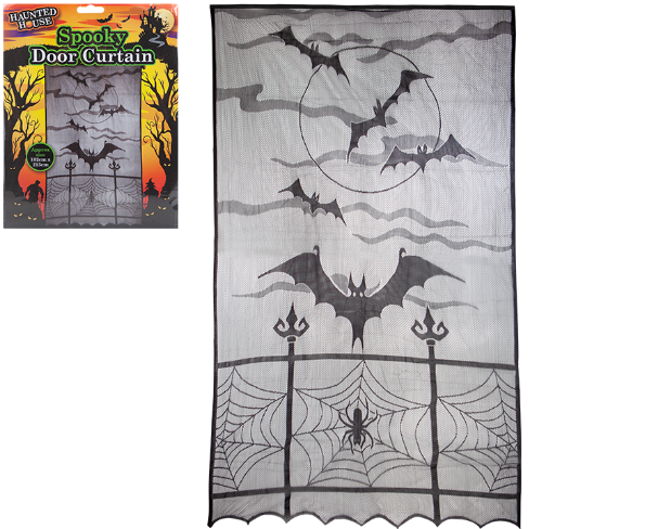 Black Bats Door Curtain