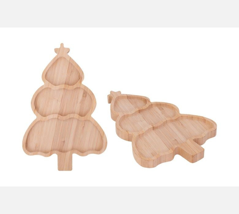 Christmas Tree Shape Wooden Snack Plate