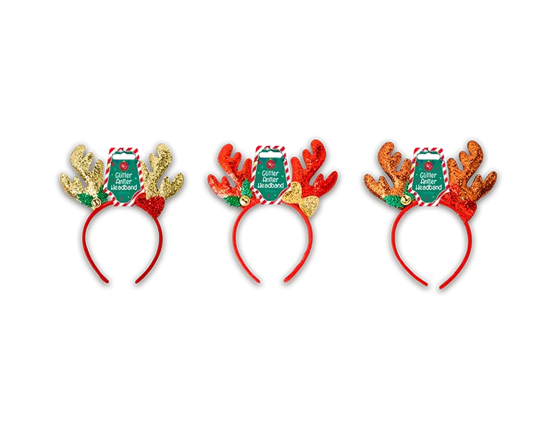 Glitter Antler Headband with Bow
