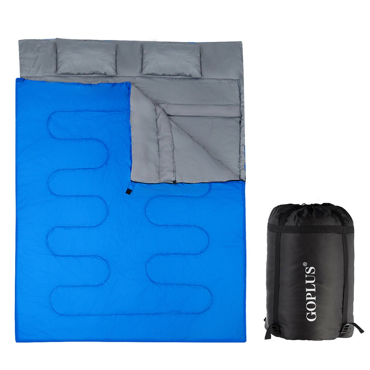 Double Sleeping Bag Extra Large Waterproof with Carrying Bag-Black