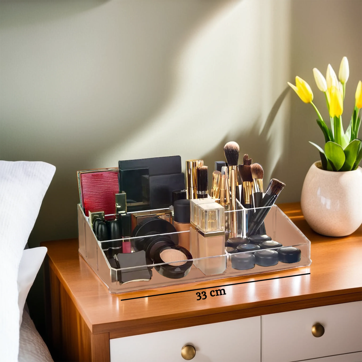 9 Compartment Cosmetics Clear Organiser | Beauty