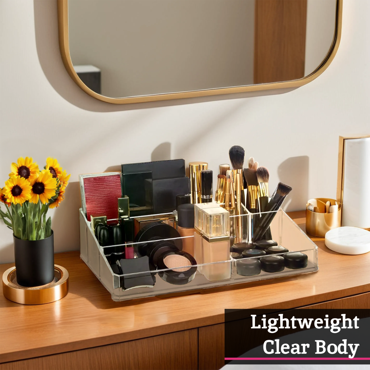 9 Compartment Cosmetics Clear Organiser | Beauty