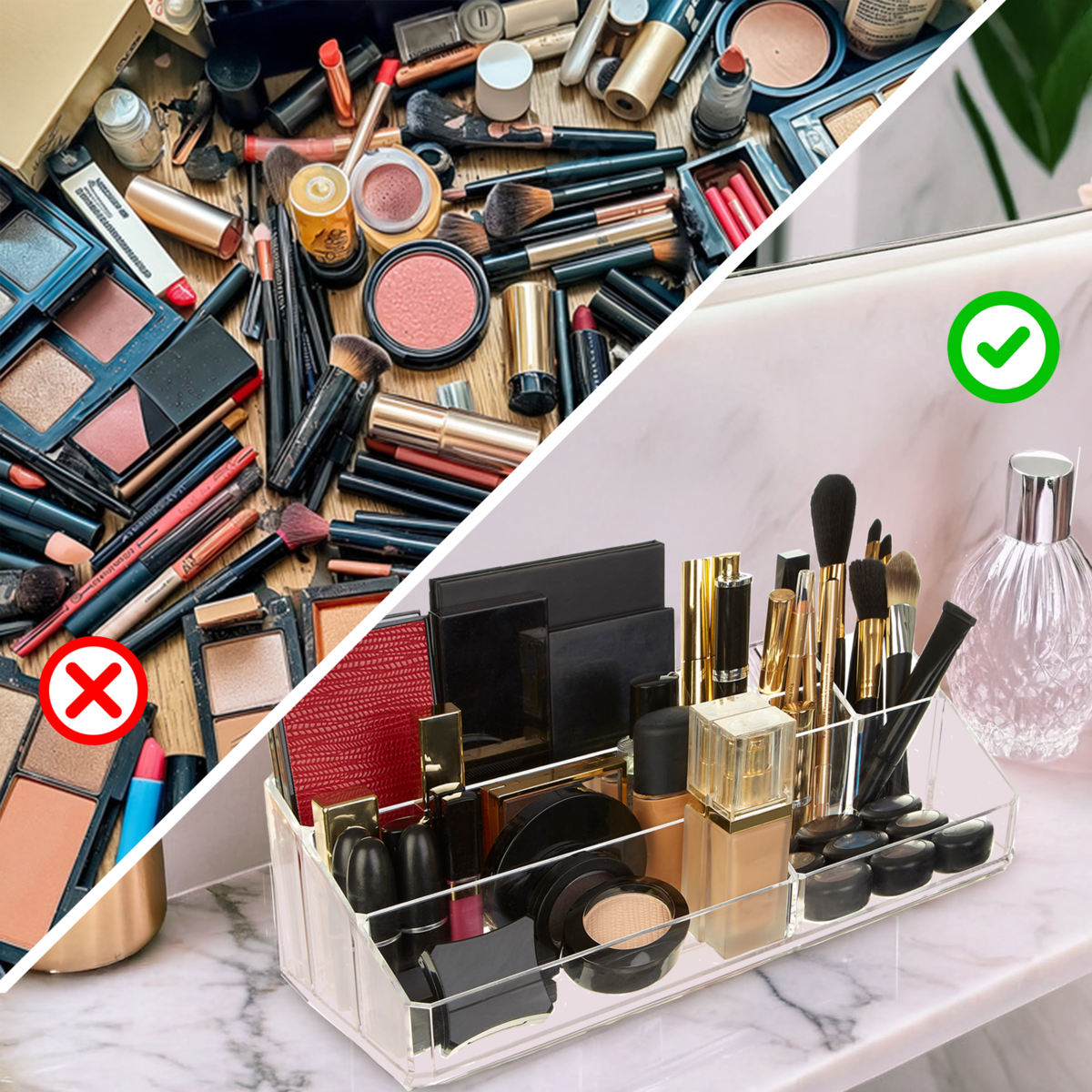 9 Compartment Cosmetics Clear Organiser | Beauty
