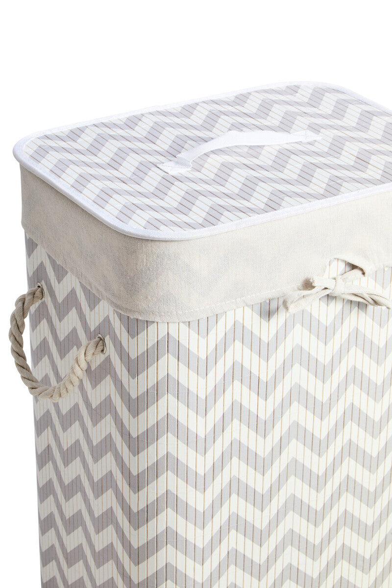 White and Grey Chevron Laundry Hamper | Kankyo