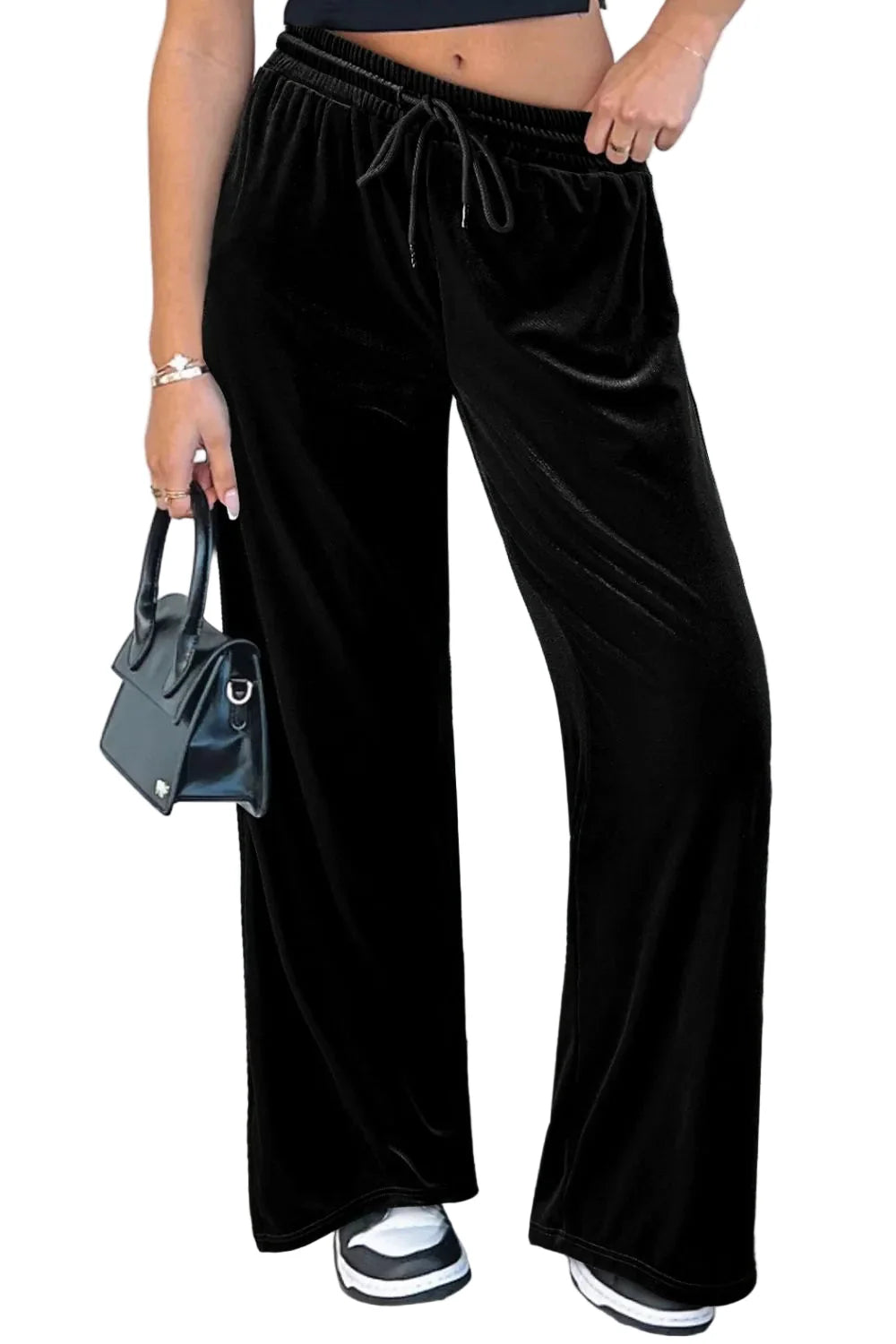 Drawstring Waist Wide Leg Active Pants