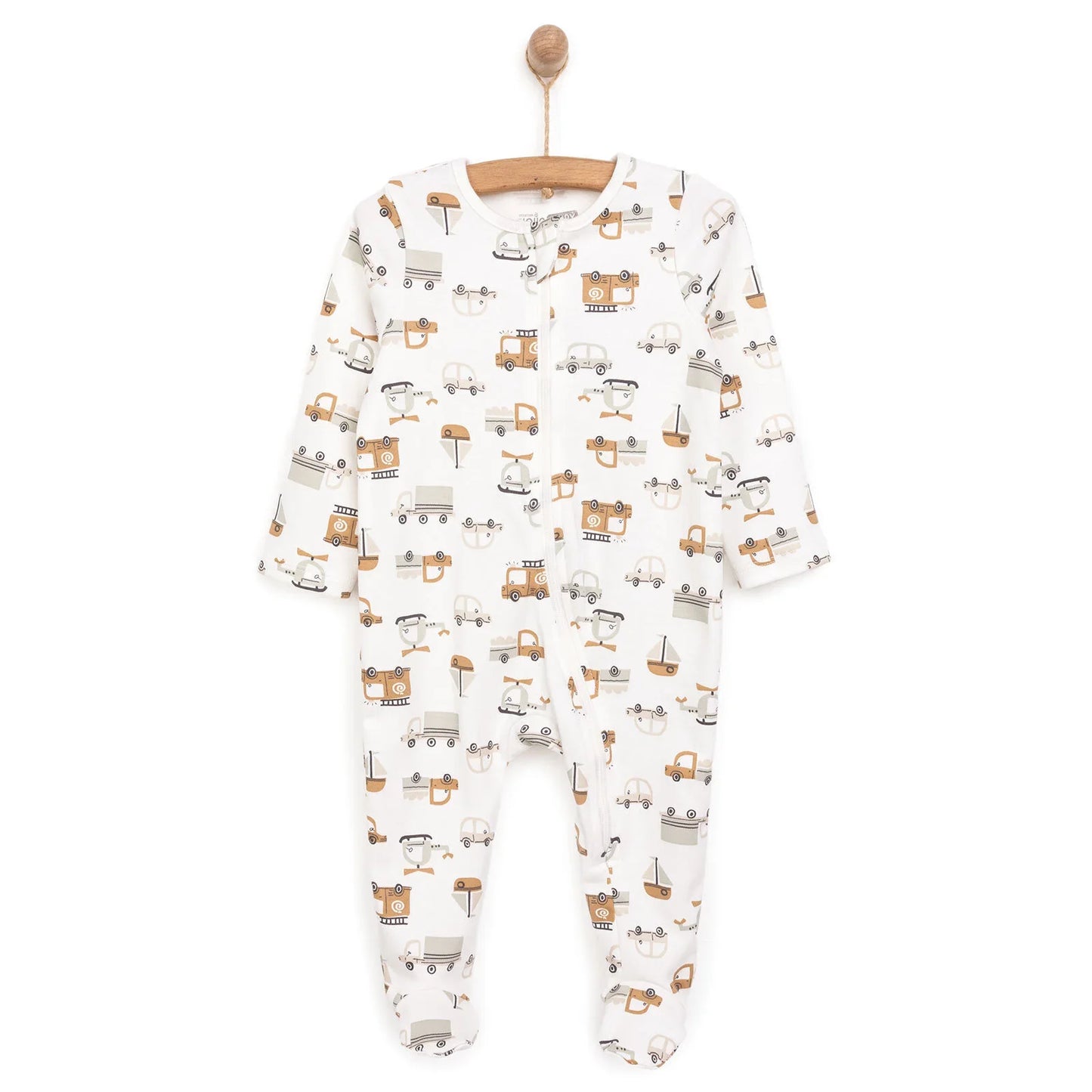 HelloBaby Newborn Footed Romper B - Ecru