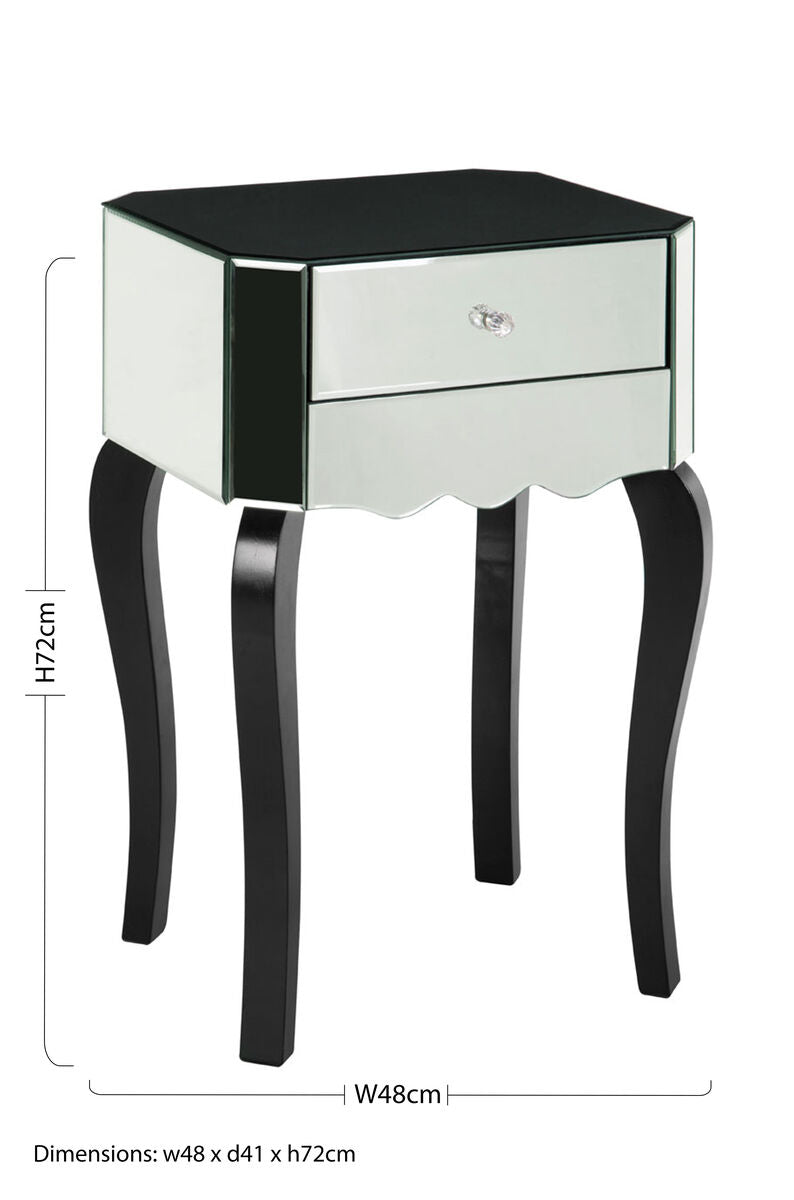 Orchid Mirrored 1 Drawer Side Table