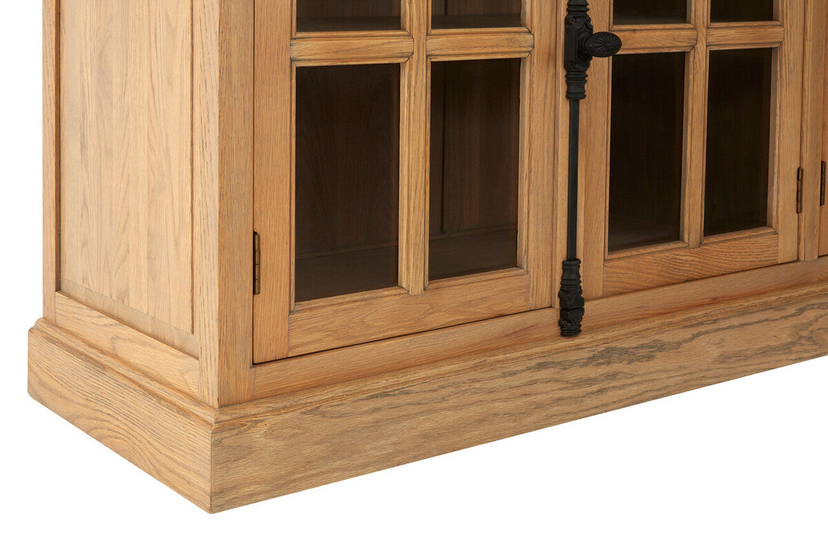 Lyon Grey Wash Oak Wood Sideboard with Glass Doors
