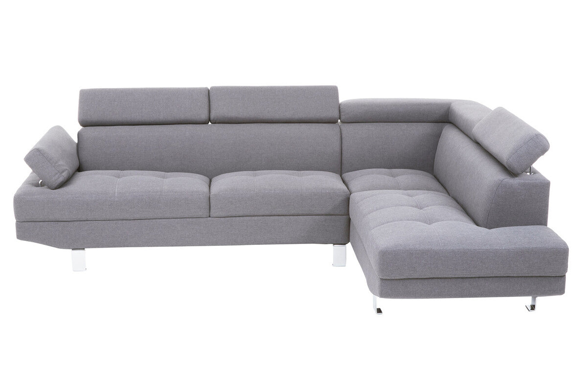 Hanover Grey Linen Corner Sofa with Adjustable Headrests