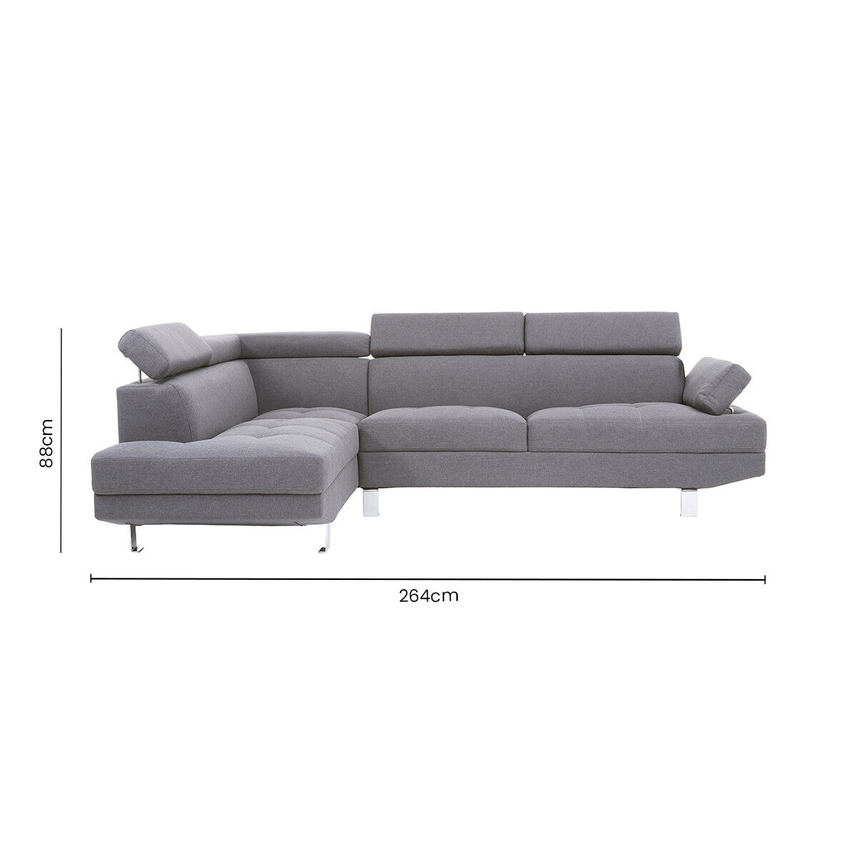Hanover Grey Linen Corner Sofa with Adjustable Headrests