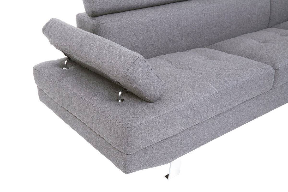 Hanover Grey Linen Corner Sofa with Adjustable Headrests