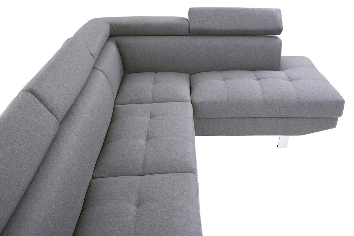 Hanover Grey Linen Corner Sofa with Adjustable Headrests