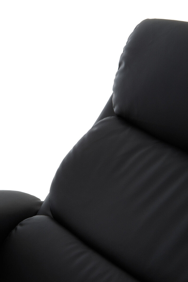 Denton Black Leather Effect Recliner Chair with Footstool