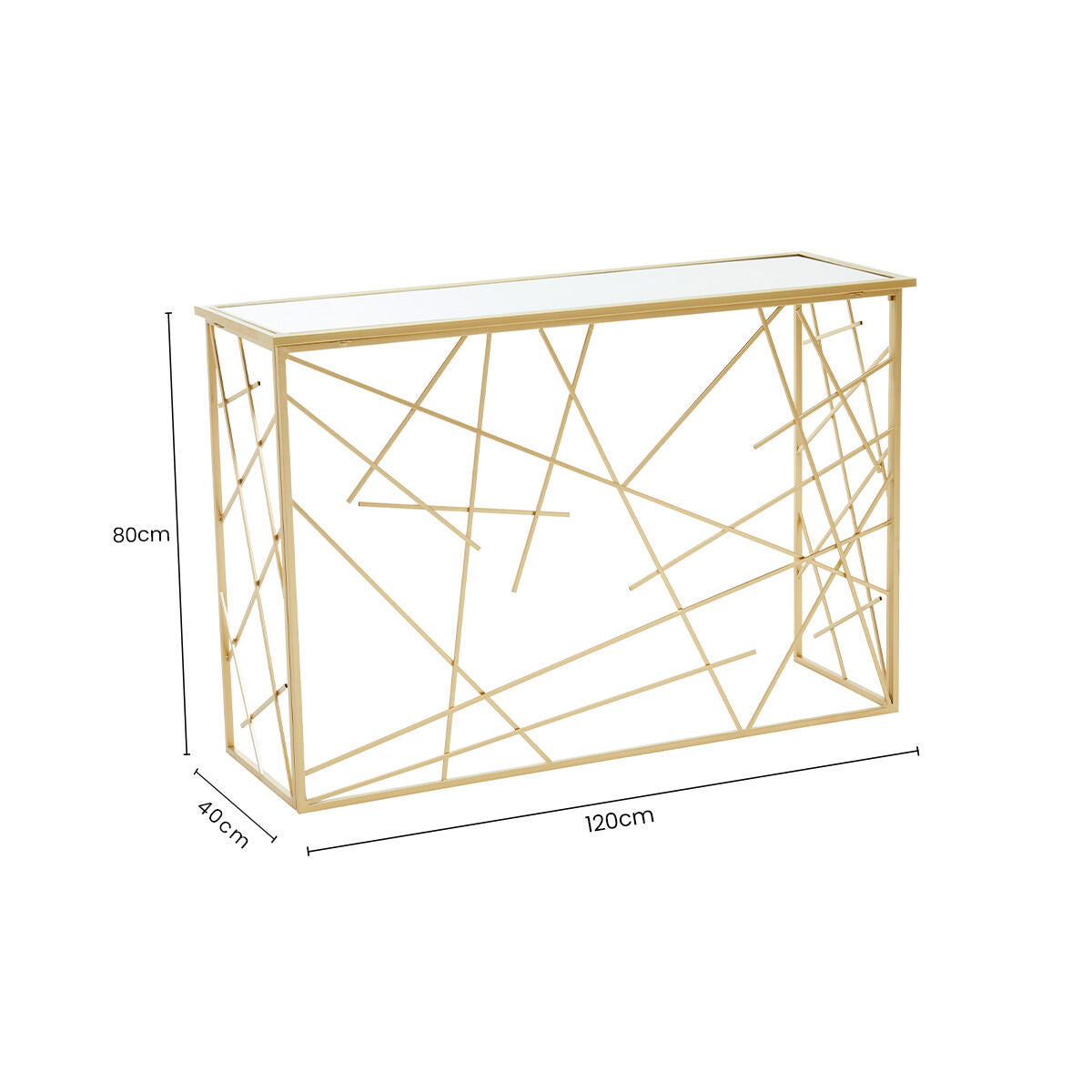 Farran Gold Finish Console Table with Mirrored Top