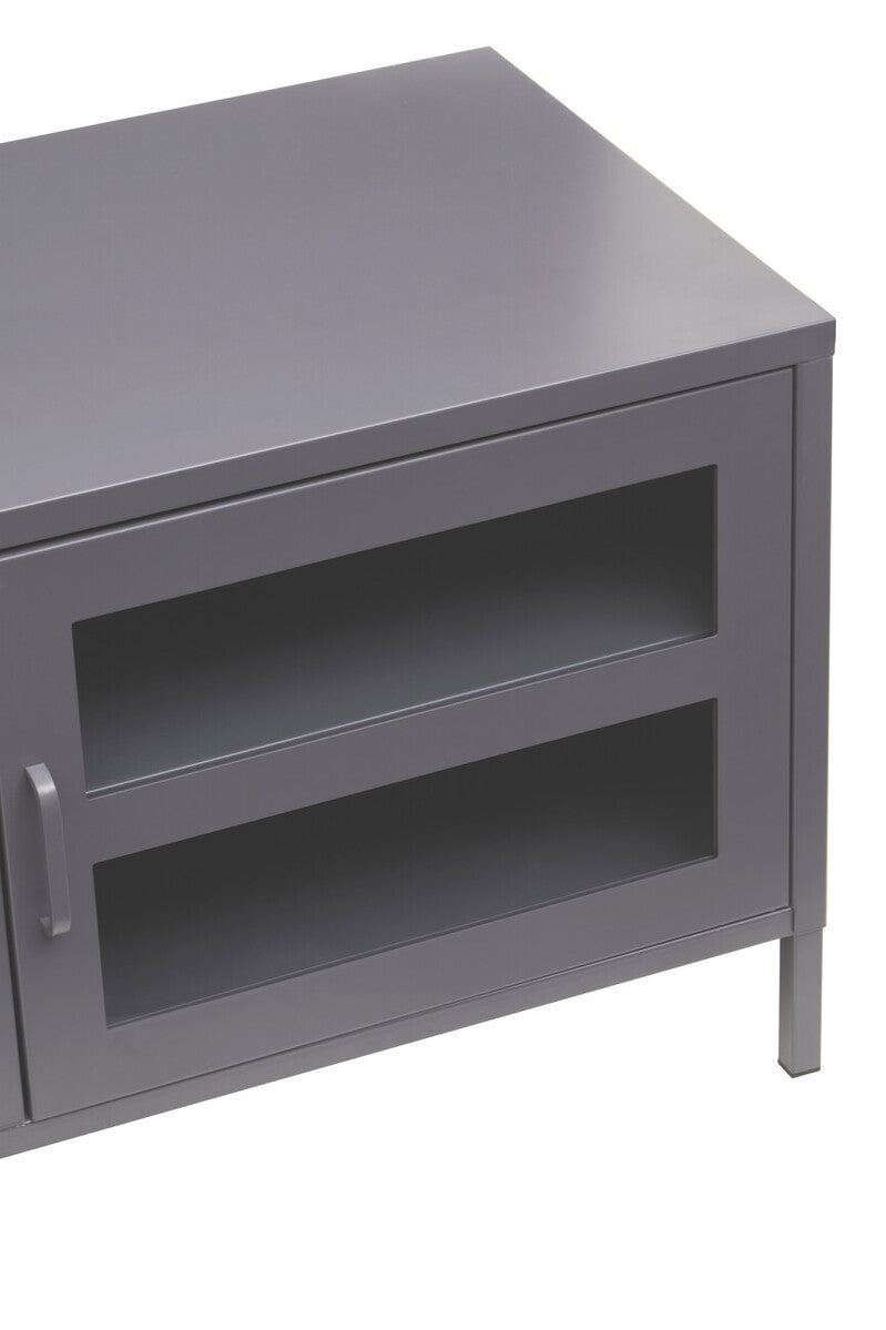 Acier Grey Metal 2 Door Media Unit with Glass Doors