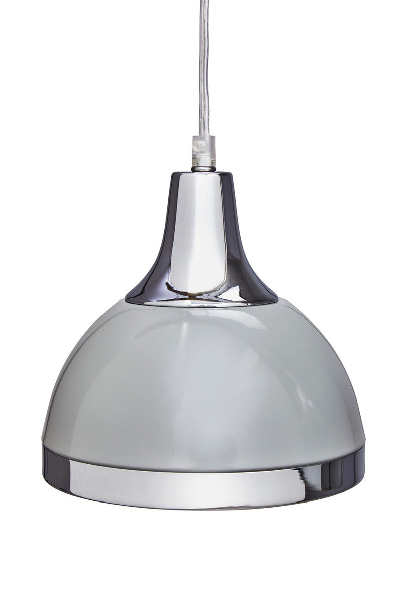 Three Shutter Grey and Chrome Shade Pendant Light | Vermont