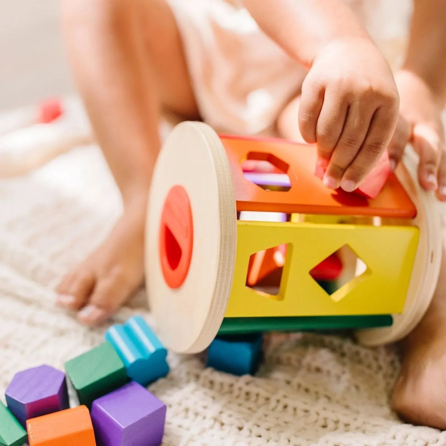 Melissa & Doug Match & Roll Wooden Shape Sorter