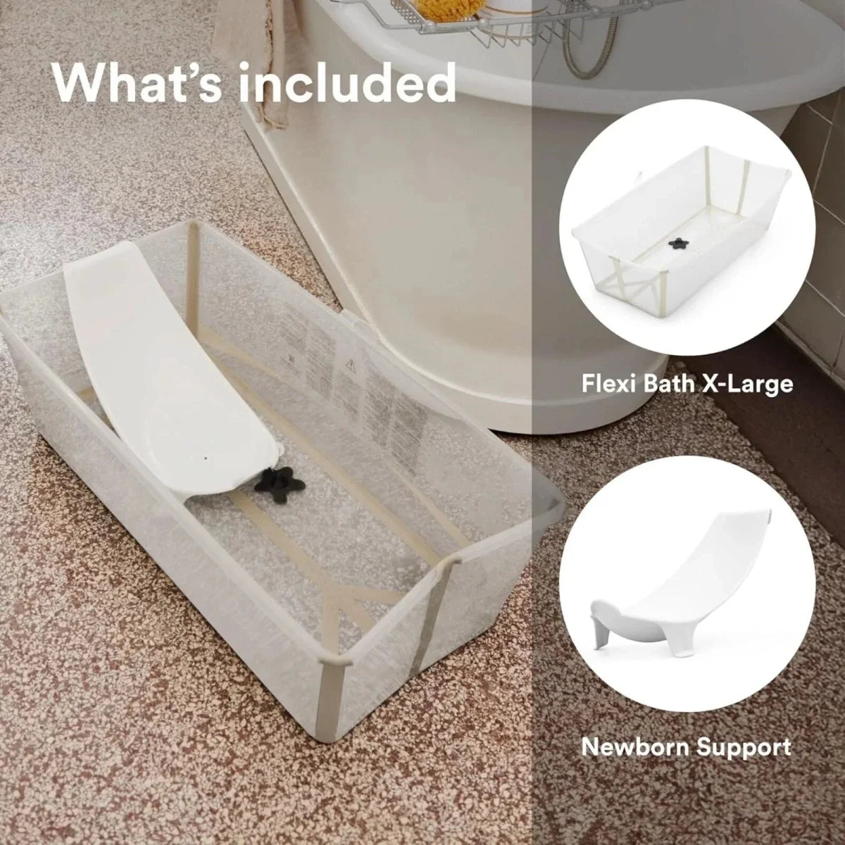 Stokke Flexi Bath X-Large Bath & Flexi Newborn Support Bundle - Sandy Beige