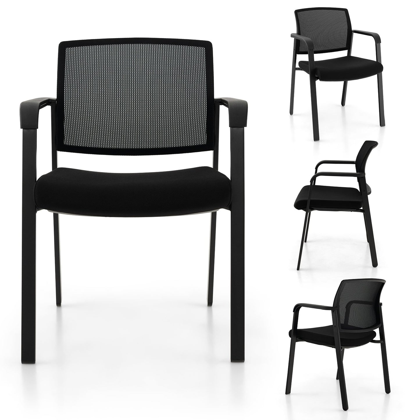 4-Pack Office Conference Chair Set Mesh Guest Reception Stack Chairs