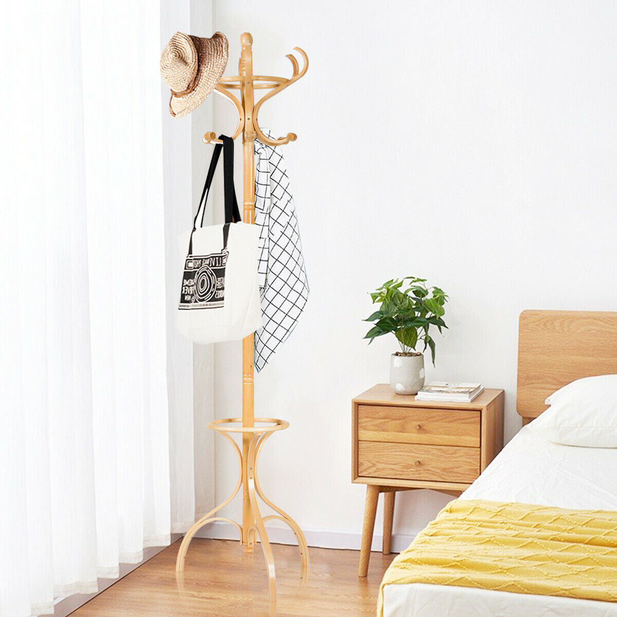 Wooden Coat and Hat Stand-Black
