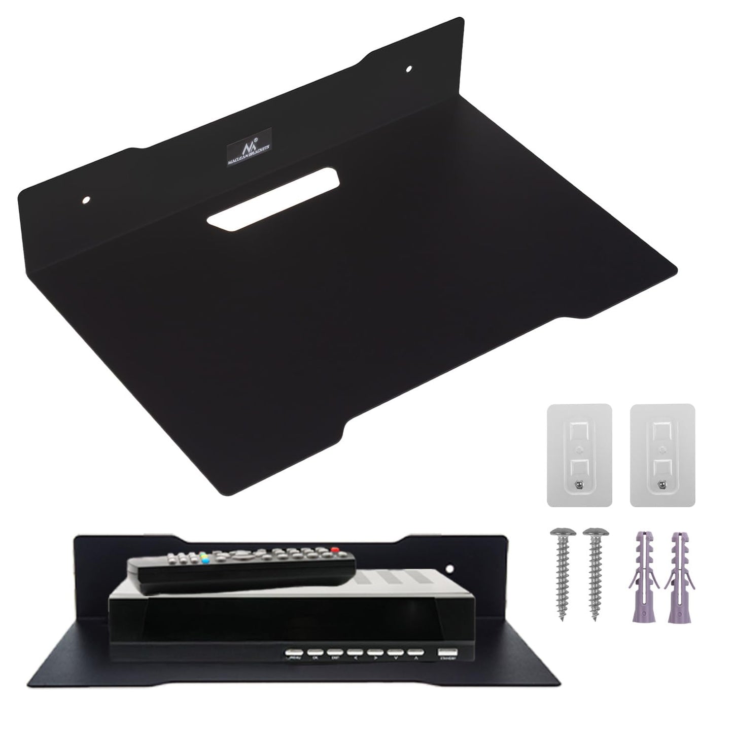 Maclean decoder wall shelf, single, max. 5kg, steel, MC-122