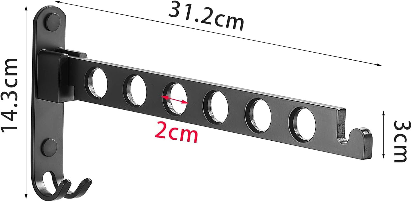 JOOM Foldable Wall Mounted Clothes Hanger Rack, Space Saving, Black
